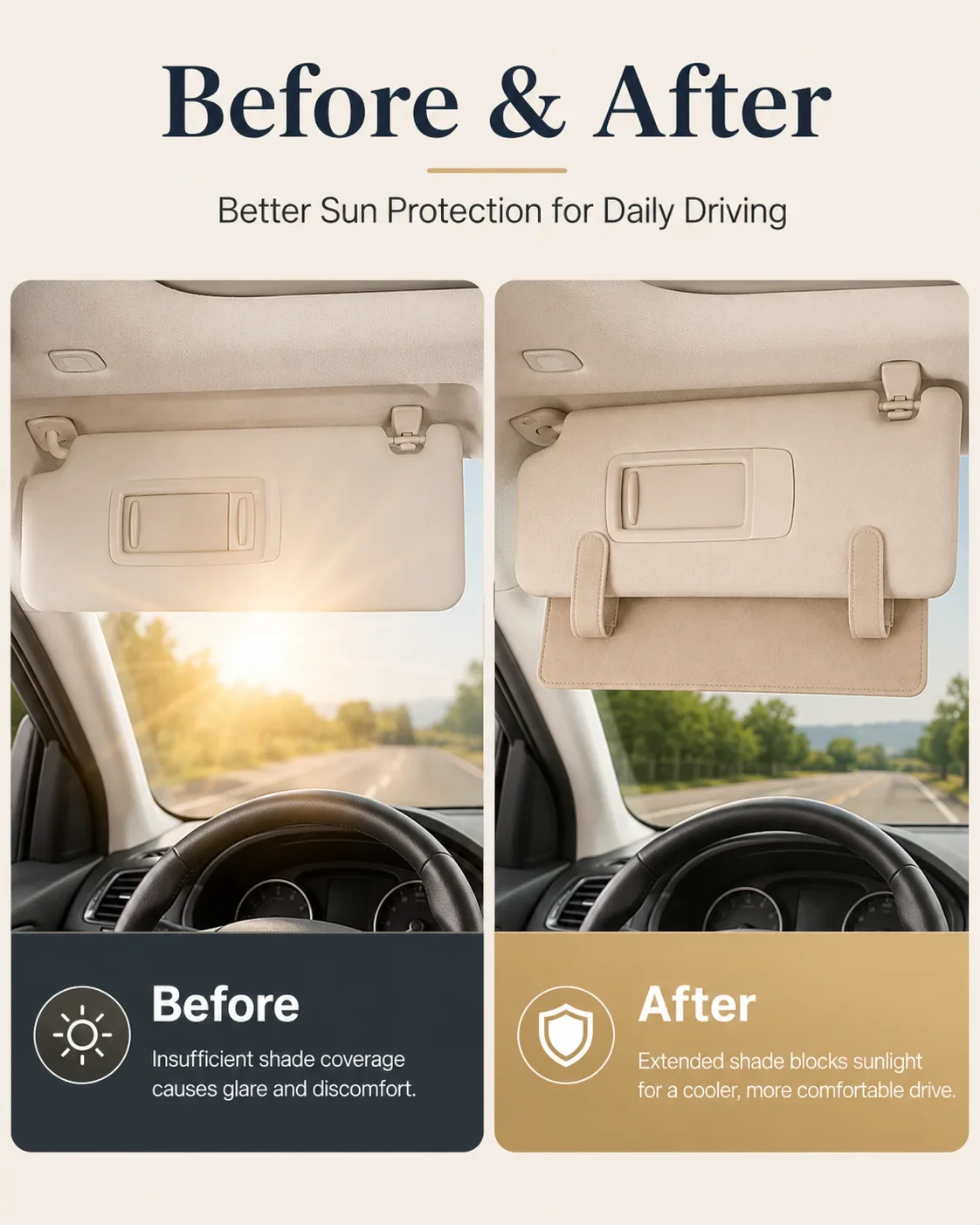 Estensore Parasole per Cruscotto Auto, Nuova Protezione Solare per Interni Veicoli, Accessorio di Protezione Solare per Auto - immagine 3