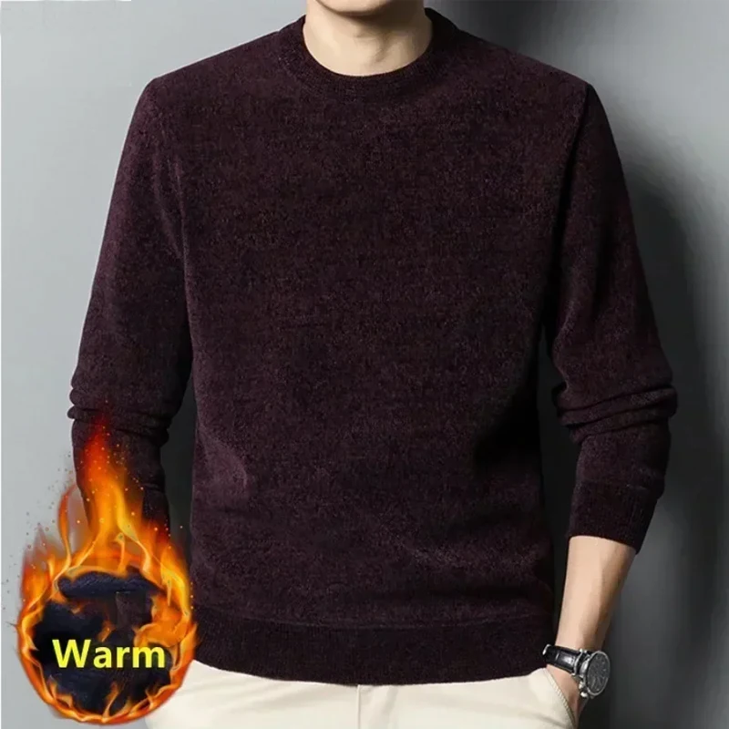 2024 Men's Thick Warm Chenille Cashmere Sweater Top Autumn Winter Soft Casual Pullover Sweater Tops Male Knitted Sweater свитер 4