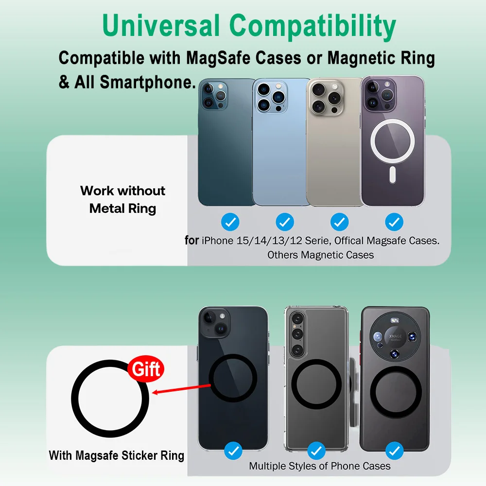 Magnetic Mobile Phone Grip with Silicone Cover