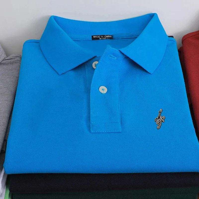 

Рубашка-поло мужская с коротким рукавом, дышащая рубашка-поло с вышивкой и логотипом птицы, модный Свободный Топ, лето 100%