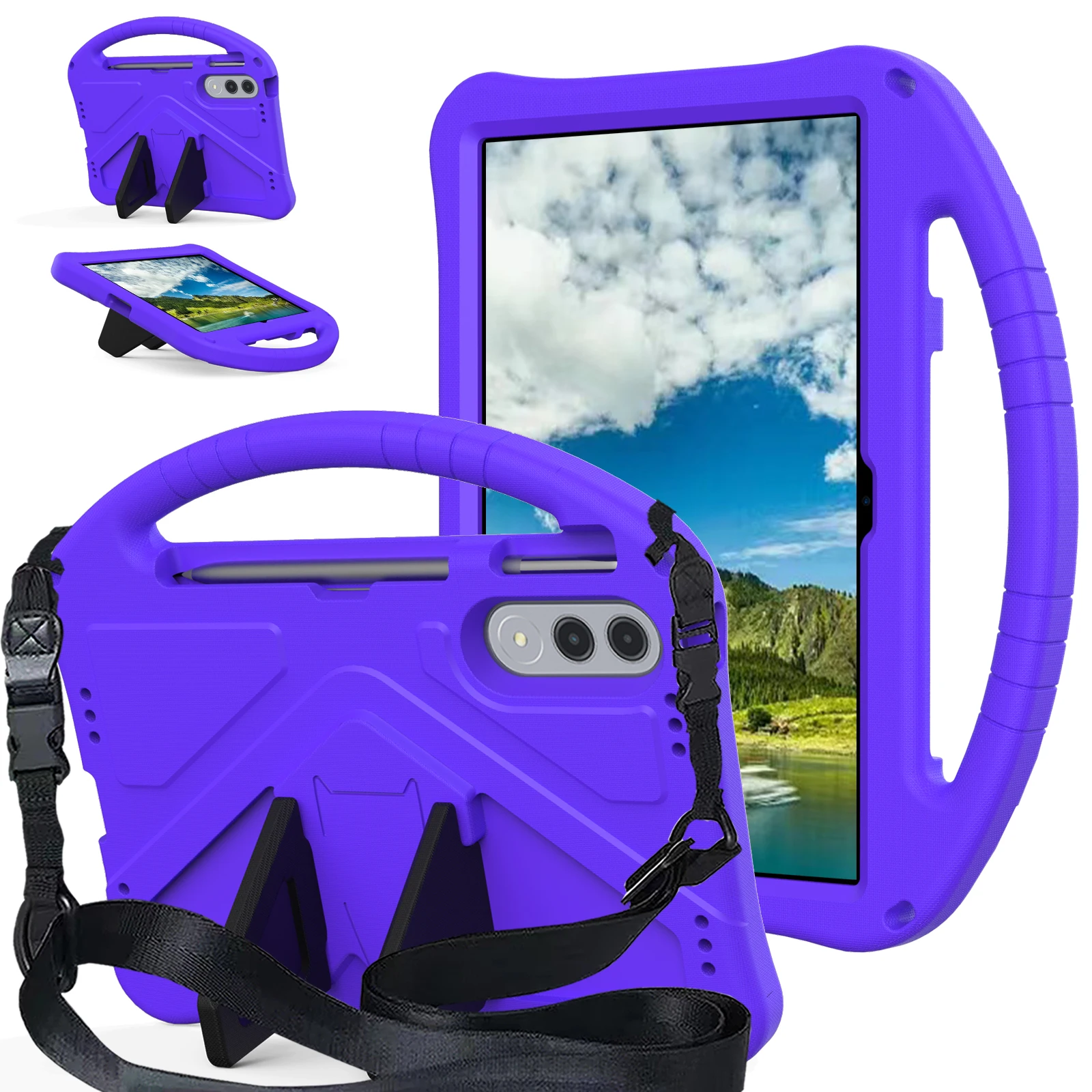 Kids Cartoon EVA Tablet Case with Anti-Slip Grip and Built-in Kickstand