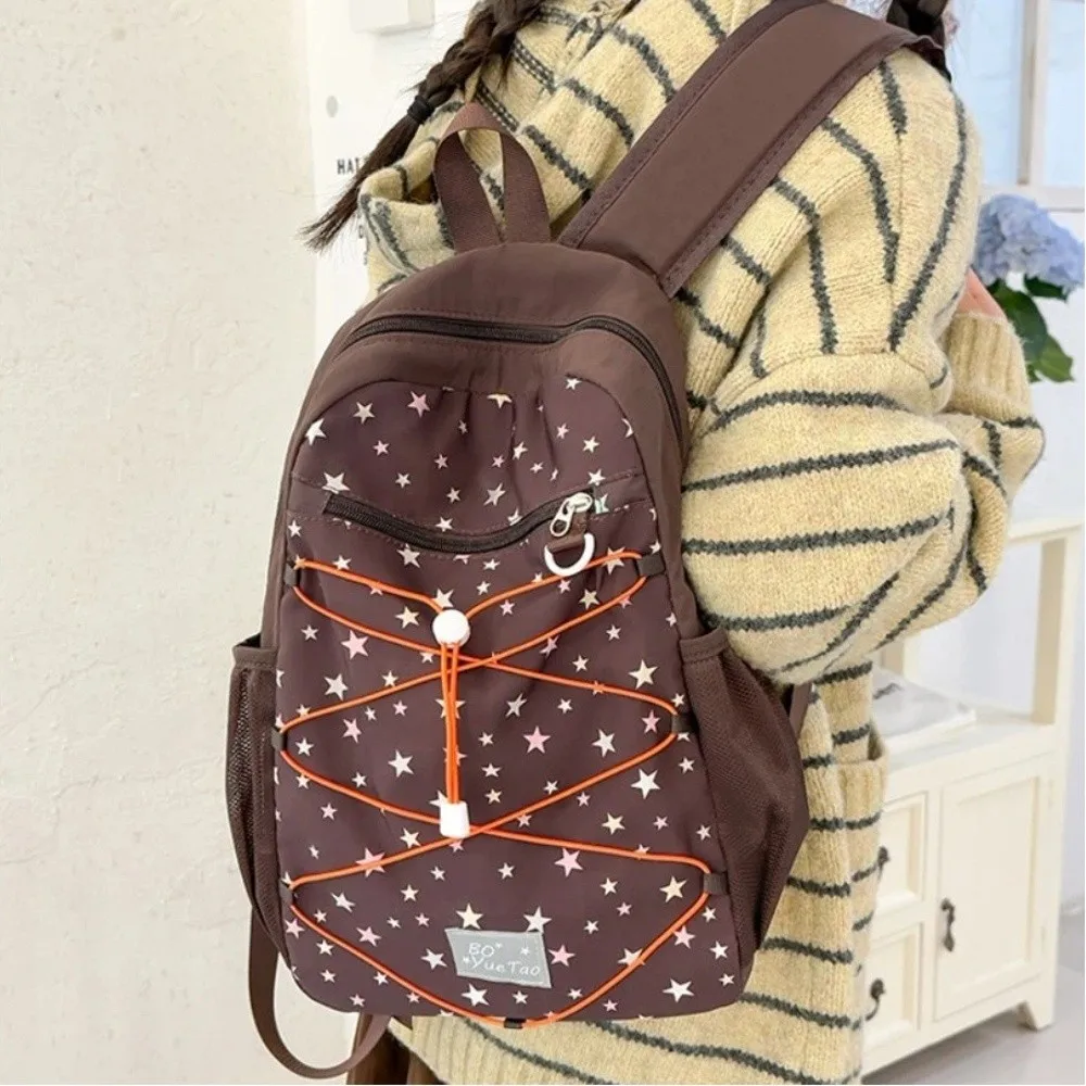 Trendy Nylon Outdoor Backpack Large Capacity Star Print School Bag Wear-resistant Korean Style Women's Backpack Adults 2