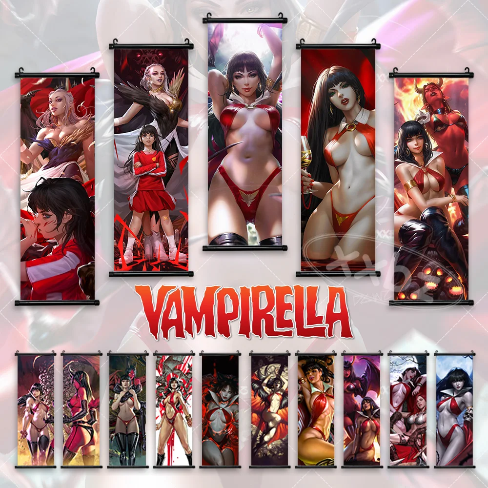 Vampirella Hanging Painting Dc Comic Poster Horror-Story Hostess Wall Art Uperhero Scrolls Immagini Vampi Home Decoration