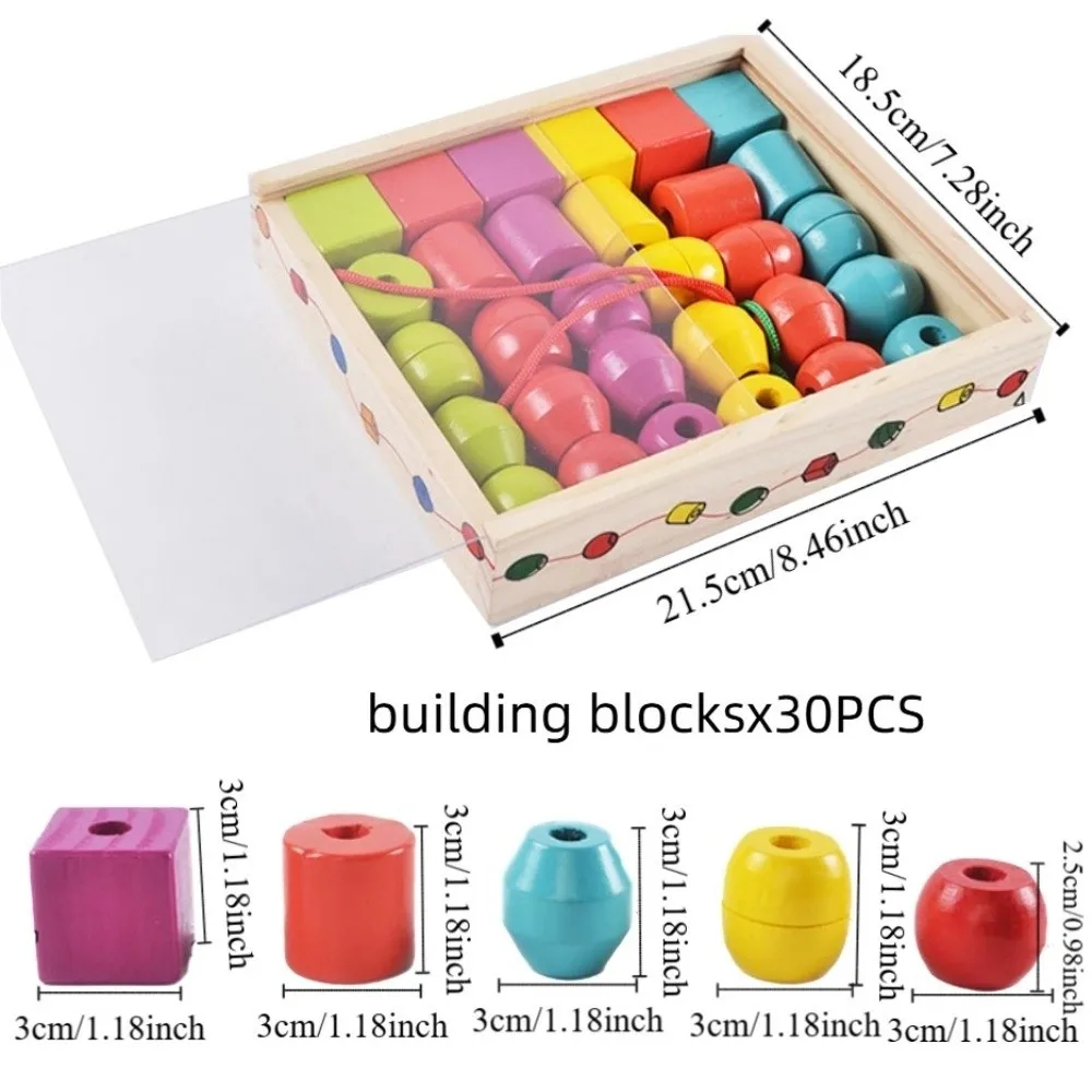 Colorful Wooden Toys Matching Game Beaded Design Color Shape Matching Puzzle Funny Wooden Material Colorful Beaded