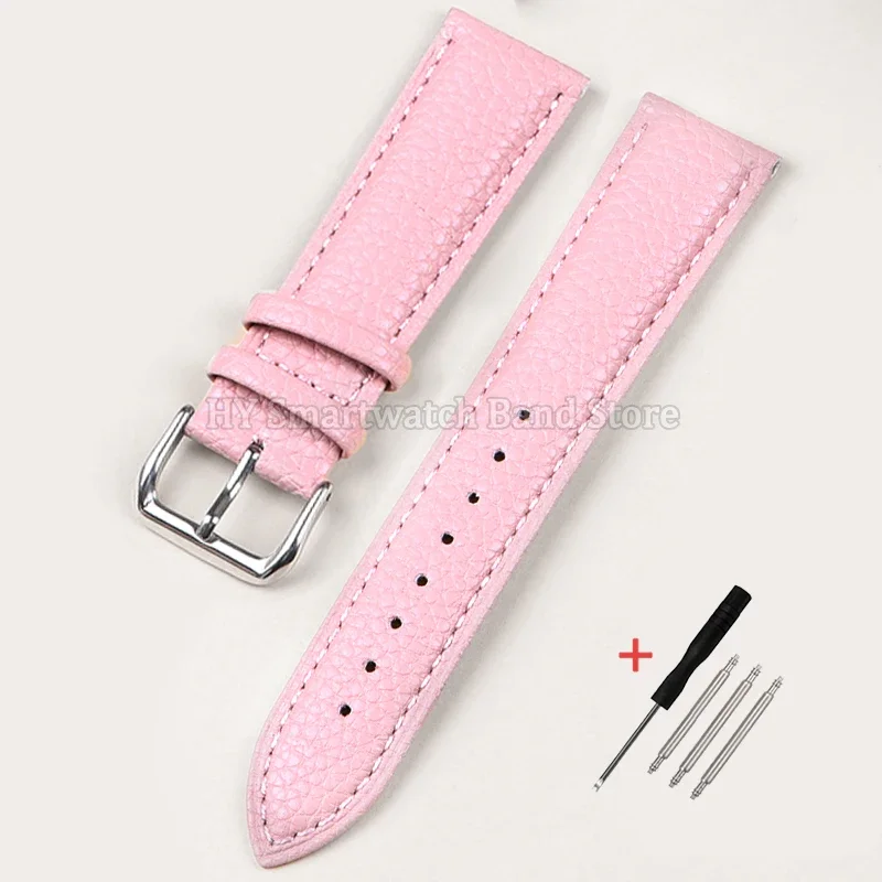 Elegant Soft Leather Watch Strap with Lychee Pattern - Cowhide Bracelet Wristband Accessory