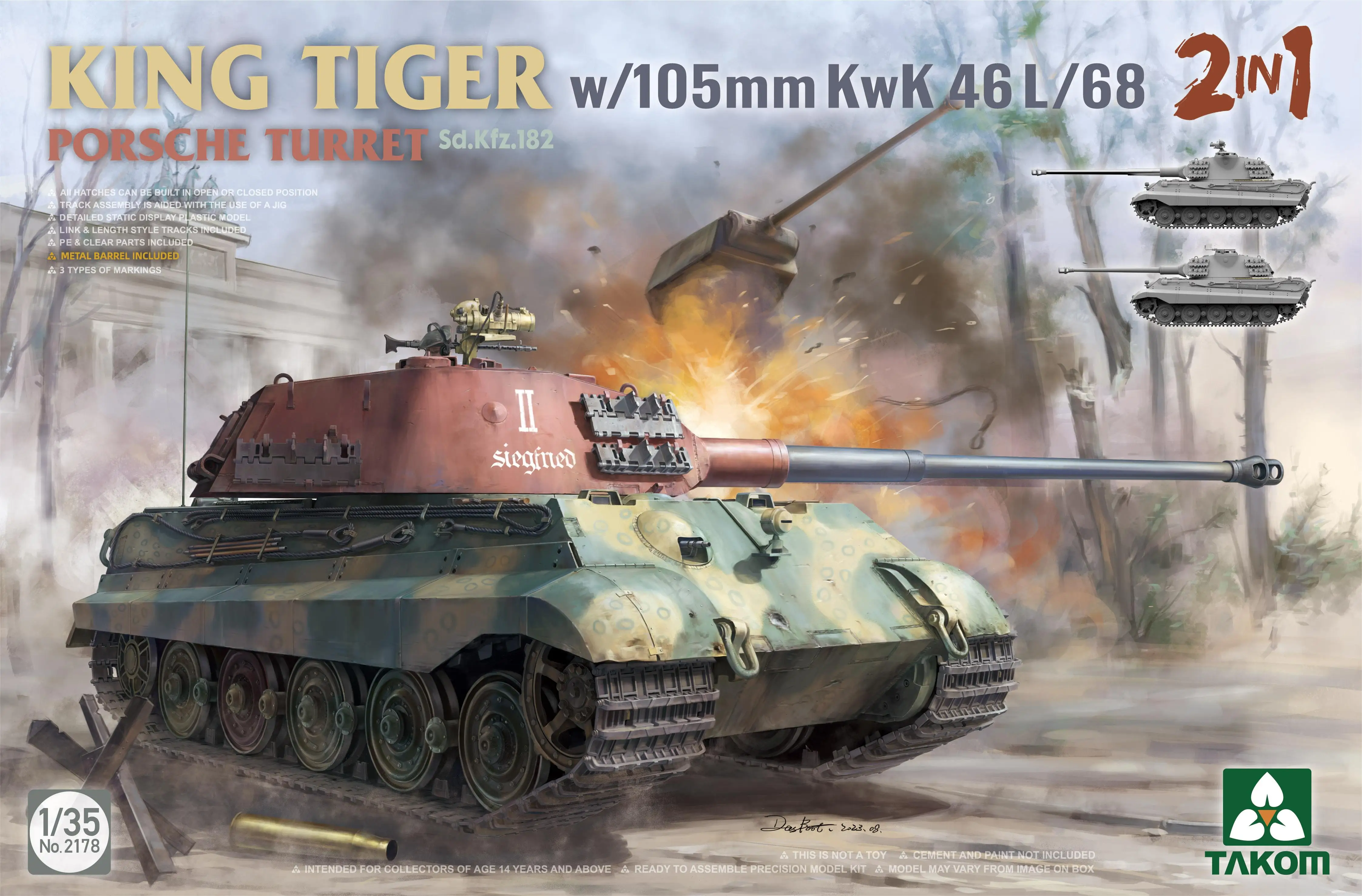 

Takom 2178 1/35 King Tiger Sd.Kfz.182w/105mm KwK46L/68 Turret 2 IN 1