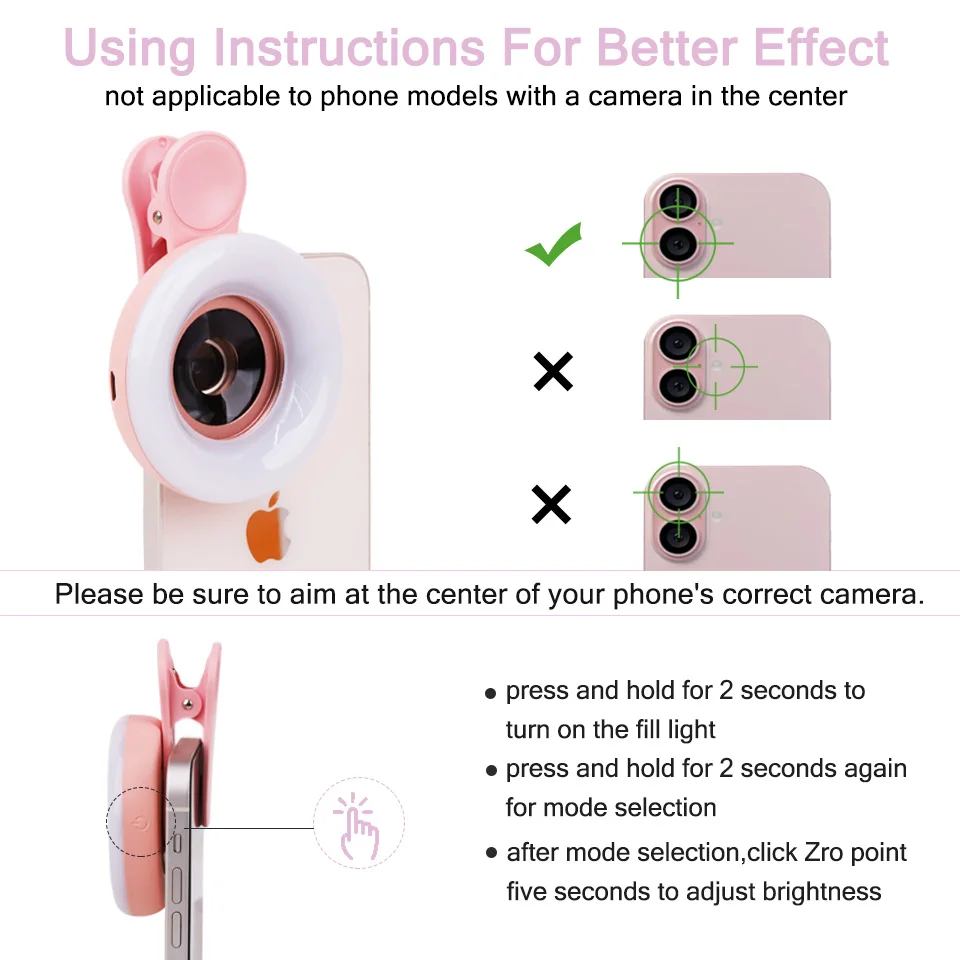 15배 줌 폰 매크로 렌즈 LED 조명 포함 2 in 1 HD 클립형 휴대용 모바일 카메라 렌즈 (사진 촬영용)