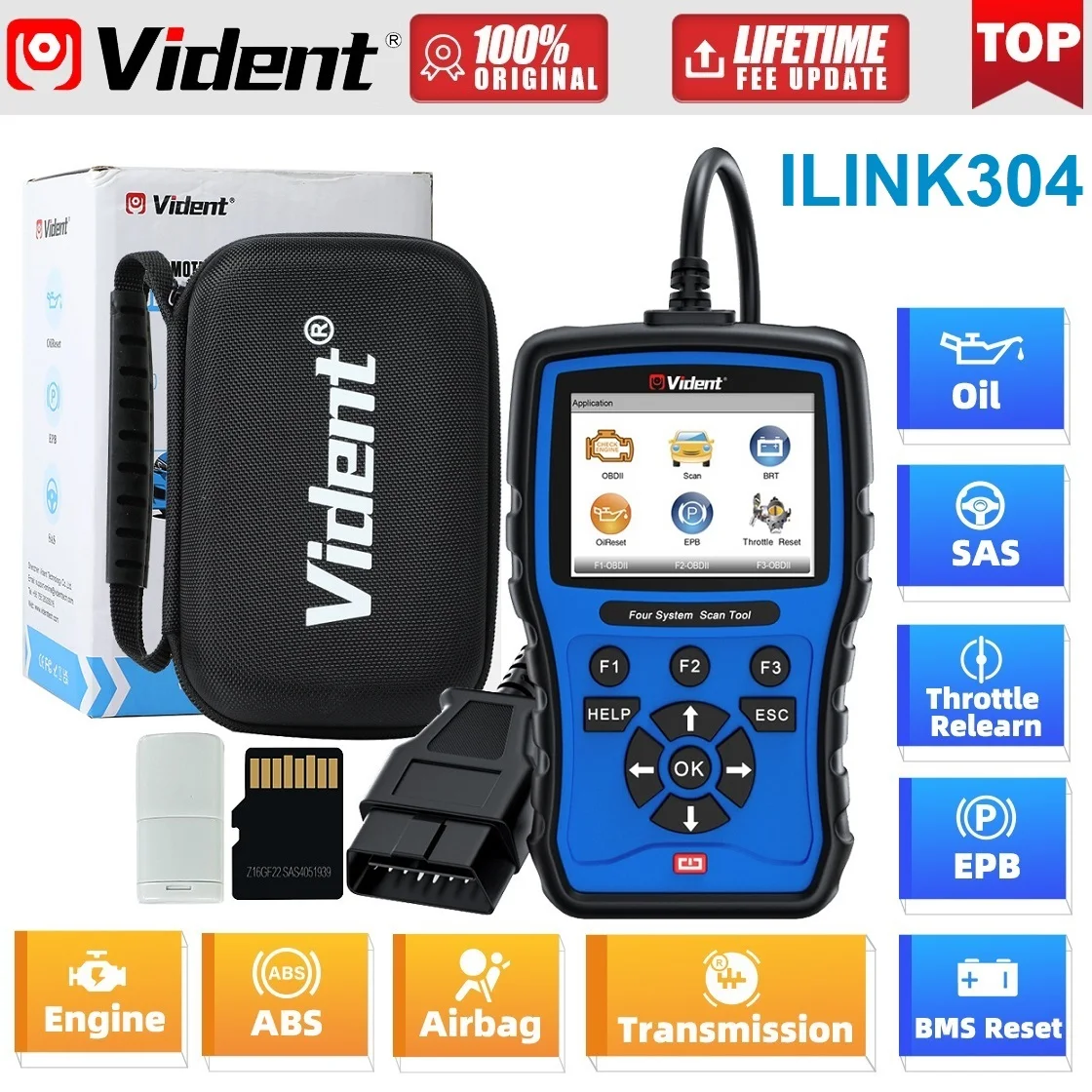 Vident ILINK304 Auto Car Diagnostics Tools Engine ABS SRS Transmission obd2 scan OBD2 Car