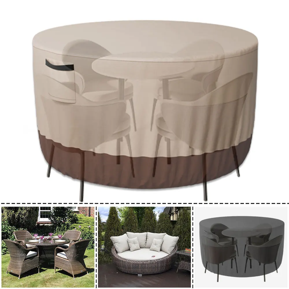 Outdoor Round Table Cover Waterproof Oxford 600D Heavy Garden Furniture Chair Set Dust Covers Protection Patio Large Furniture