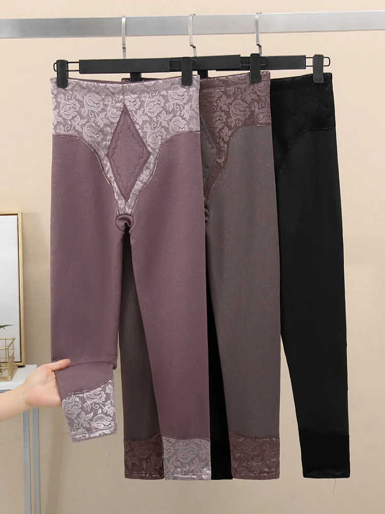 

Новинка 2024, осенне-зимние женские облегающие леггинсы с высокой талией, облегающие теплые брюки с принтом, женское термобелье, нижнее белье E101