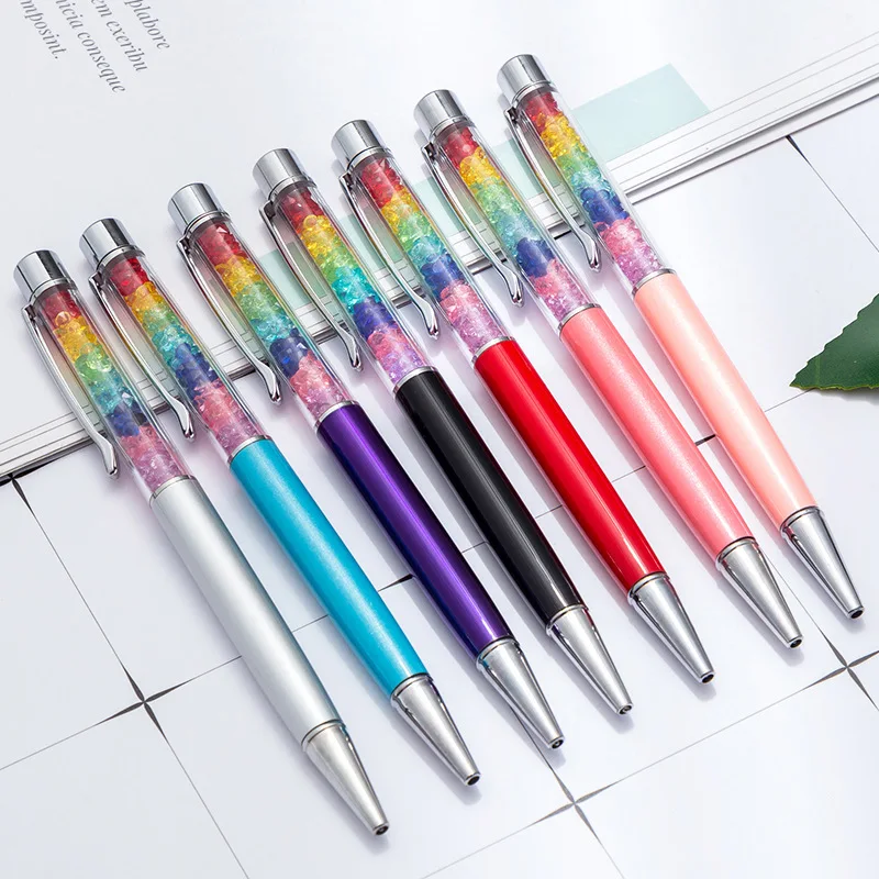 

50pcs Beautifully Crystal Ballpoint Pen Fashion Creative Metal Signature Pens Stationery Ballpen Office School Promotion Gift