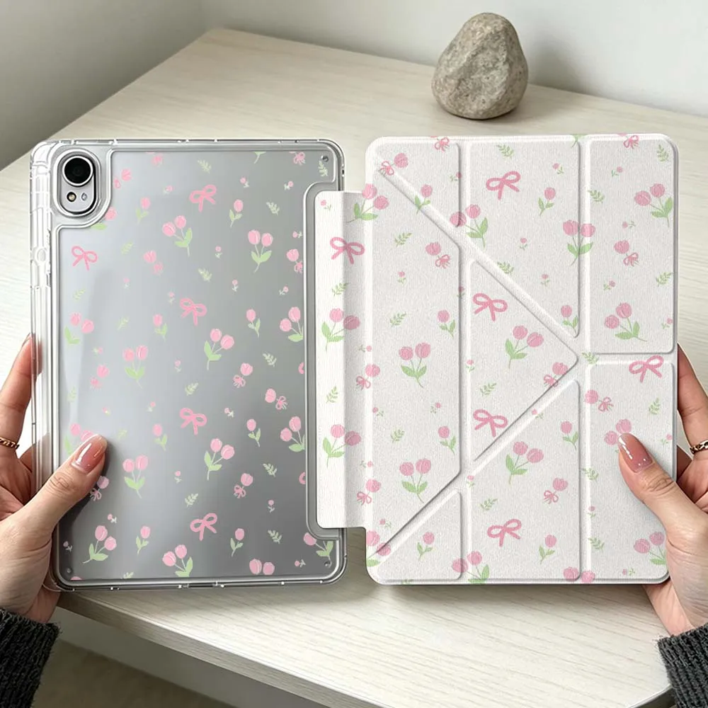 Pink Flower Bow Pattern Soft Tablet Case