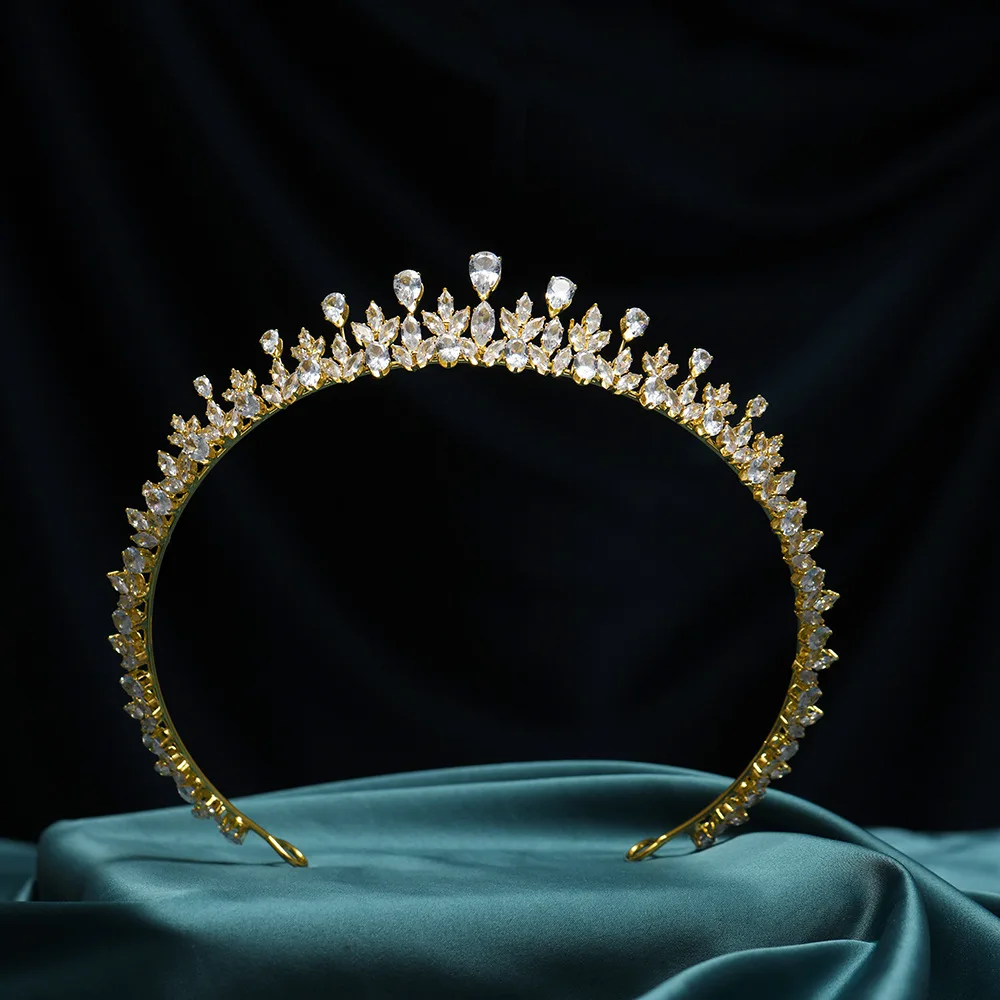 

Luxury Cubic Zirconia CZ Wedding Hair Accessories Women Bridal Crowns And Tiaras Headband Brides Crown Headwear Hair Jewelry