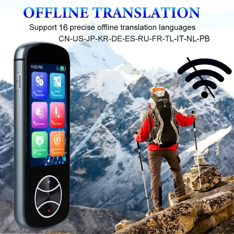 AI 137Language Voice Translator Device Offline Instant Real-Time WiFi/Offline Recording/Photo Portable Smart Audio Translation