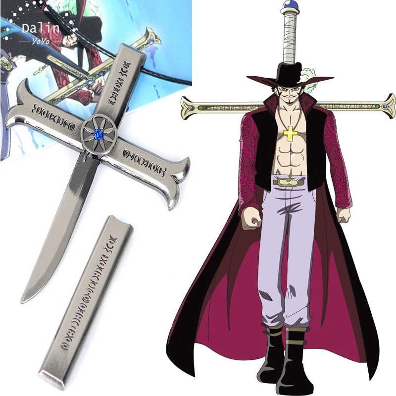One Piece Necklace Dracule Mihawk Cross Pendant Necklace Friendship Men