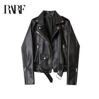 RARF Ladies 2024 Spring and Autumn new candy color handsome motorcycle belt Detachable epaulettes motorcycle jacket leather jack 1