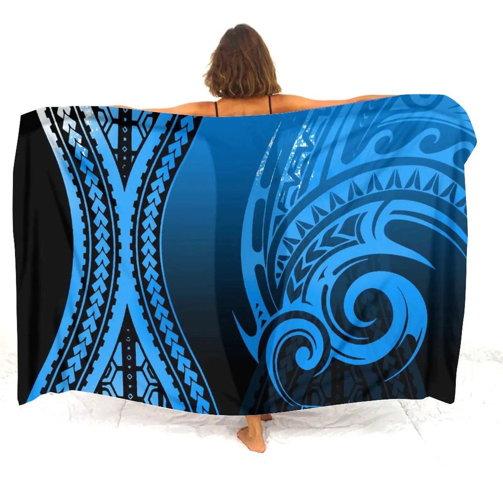 Polynesian Ladies Sarong Summer Soft Fabric Elegant Shawl Beach Resort Party Outfit A Swimsuit Jacket Anti-Slip Apron