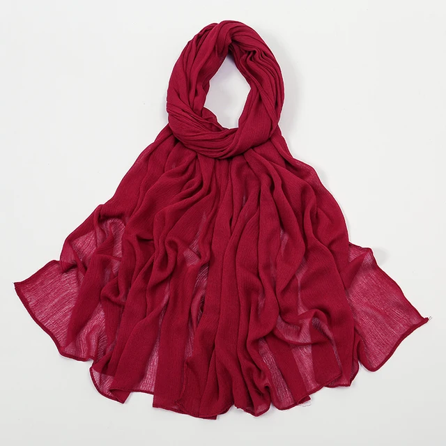 Nouveau Hijab en rayonne froissé pour femmes, écharpe musulmane, châles longs, Turban islamique solide, bandeau Heascarf, bandeau Ramandan