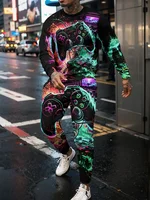 New Men's Long Sleeve Suit 3D Printed Hip Hop Street Style Spring And Autumn Round Neck Sweatshirt And Trousers Jogging Suit 1