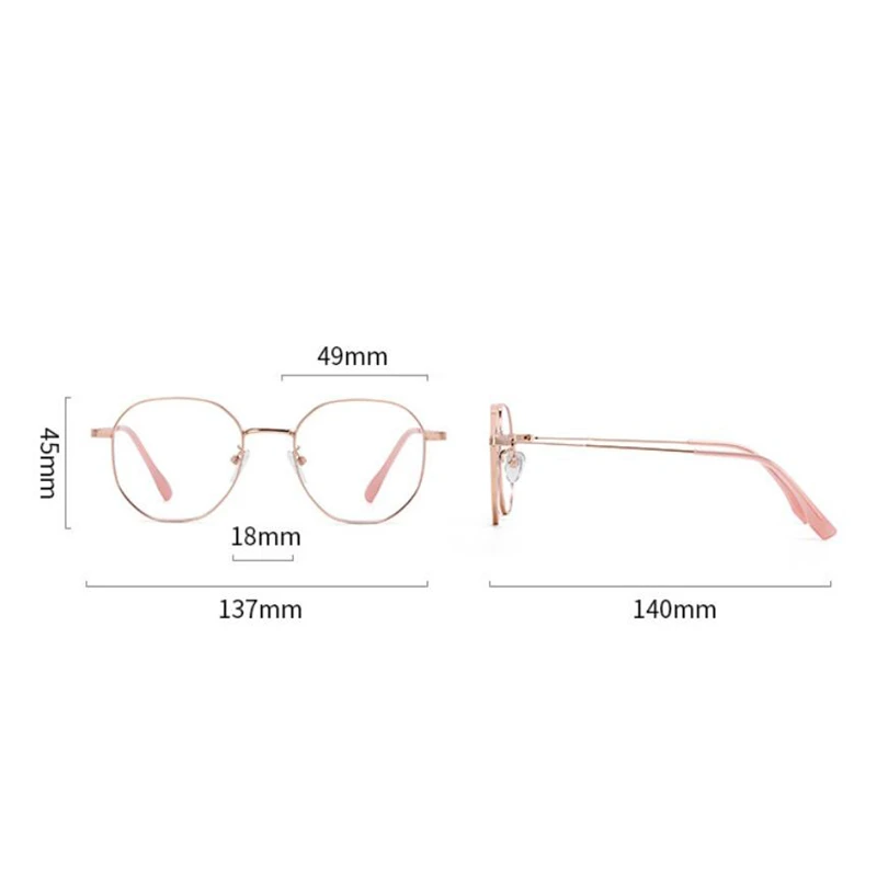 Metal Student Polygon Nearsighted Glasses For Women Men Rose Gold Frame Minus Sight Eyeglasses Prescription 0 -0.5 -0.75 To -6.0 2