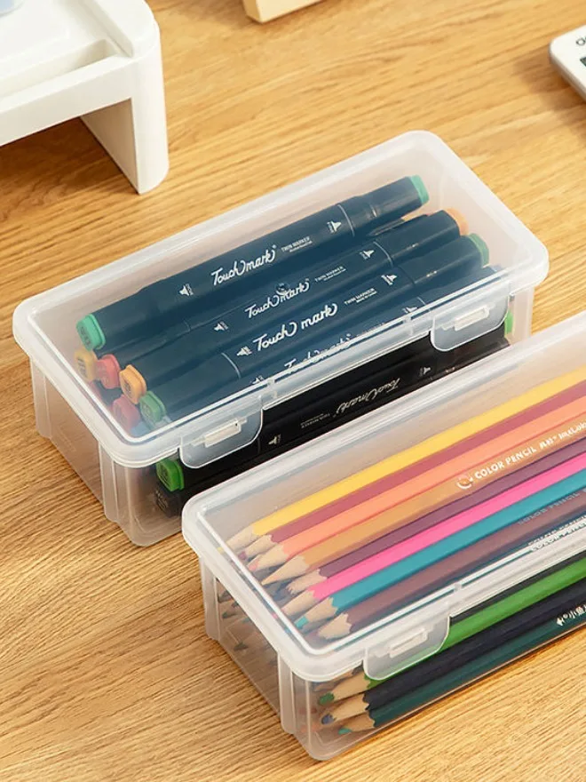 Pencil Box 2 Pcs Clear Mobile Art Fortress Snap-Lock for Pastel by Arcnex