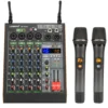 LOMEHO 4 Channel Mixing Console 16 Effect Bluetooth Sound Audio Mixer with 2 Adjustable Frequency Wireless Microphone AM-AKS2 1
