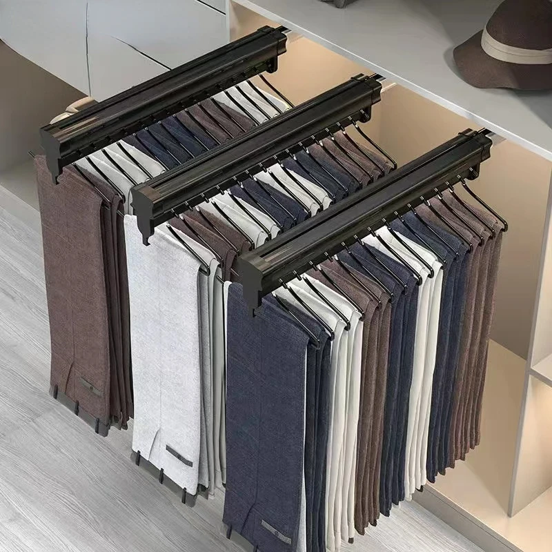 Heavy Duty Pullout Closet Valet Rod Adjustable Wardrobe Clothing Rail