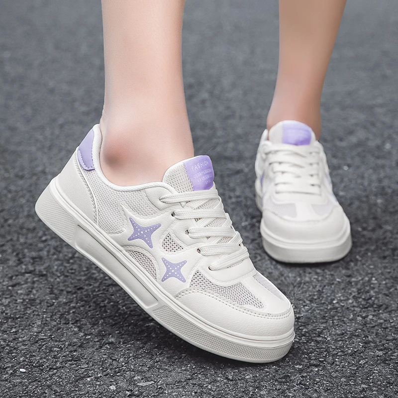 2024 Summer New Comfortable Casual Women's Shoes Fashion Soft Bottom Breathable Mesh Flat Women's Zapatos De Mujer
