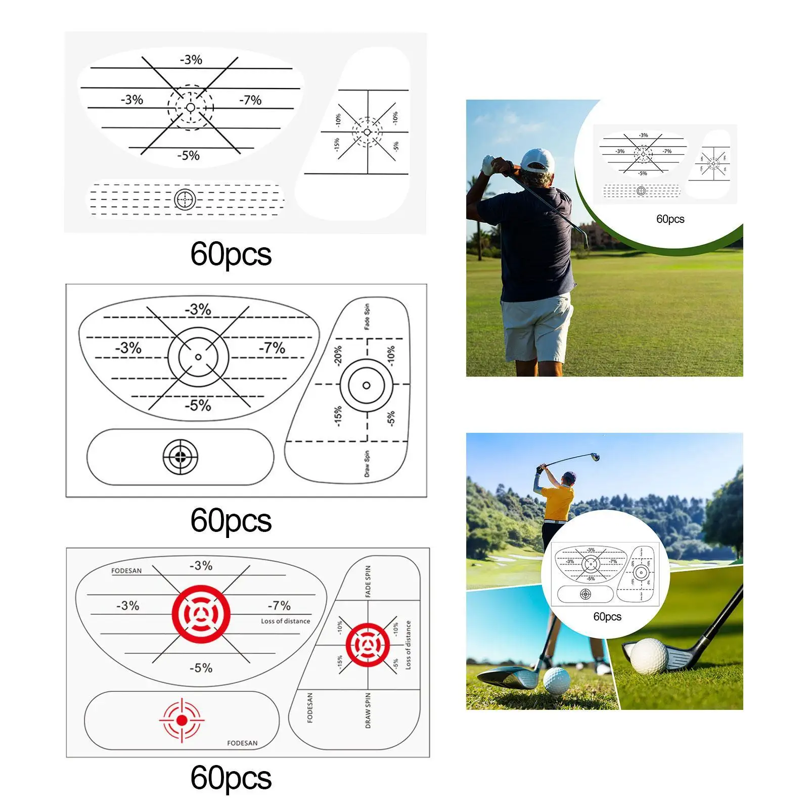 Golf Club Sticker Carbonless Tape Labels Golf Swing Analyzer Training Aid for Improving Accuracy and Consistency