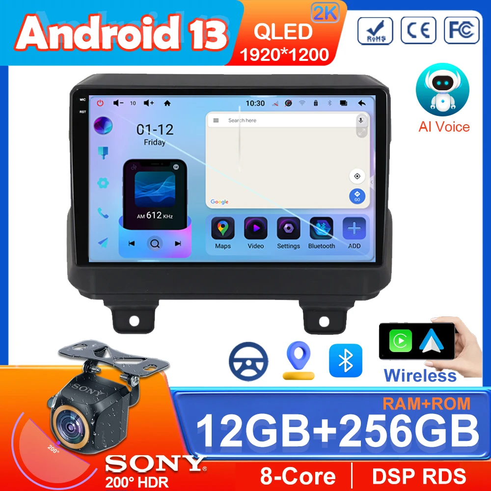 Android 13 Autoradio Wireless Carplay Per Jeep Wrangler 4 Jl 2018 2019 2K Stereo Multimedia Player Navigazione Gps Cpu 7862 Hdr