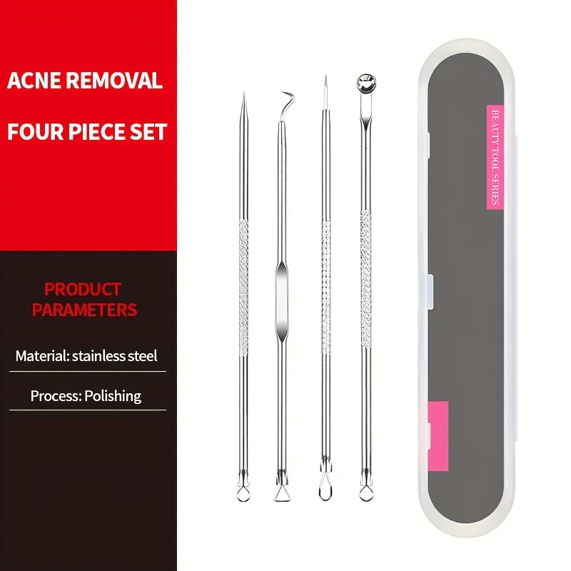 4PCS Blackhead Remover Acne Needle Tools Set Face Cleaning Black Dots Pimple Comedone Extractor Pore Cleaner Skin Care Products 5