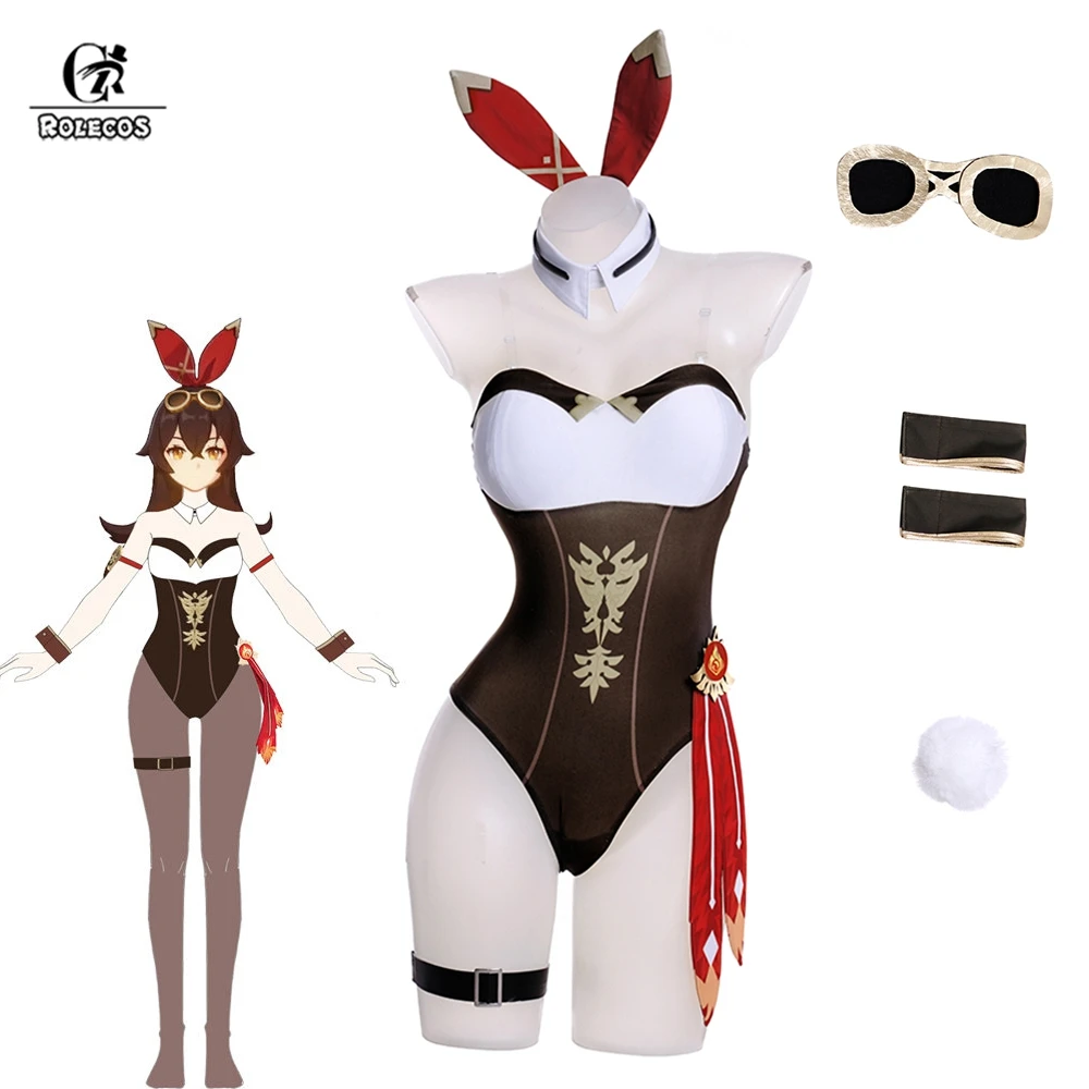 Rolecos Genshin Impact Amber Cosplay Costume Ambra Bunny Girl Suit Donna Sexy Bunny Tuta Genshin Doujin Costume Di Halloween