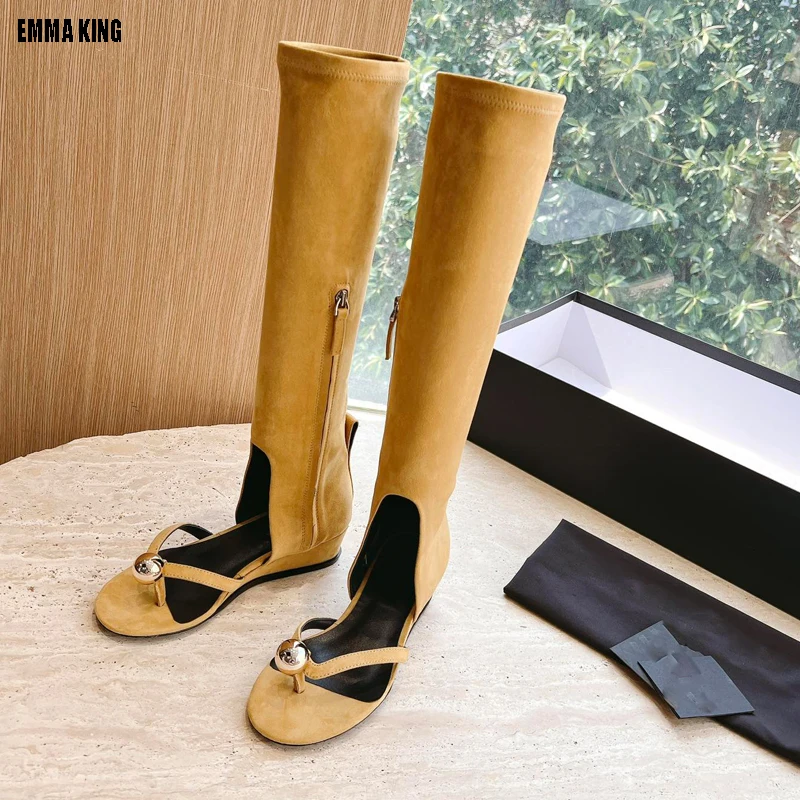 

Sandals Ladies Fashion Casual Flats Knee High Boot Retro Shoes Sandal 2024 New Peep Toe Women Outdoor Cool Summer Flip Flop