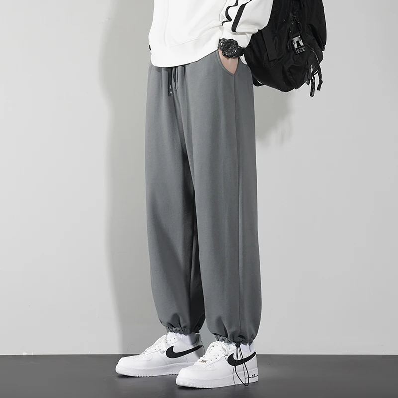 2024 Elegant Fashion Harajuku Slim Fit Ropa Hombre Loose All Match Sport Casual Pants Solid Pockets Straight Cylinder Leggings