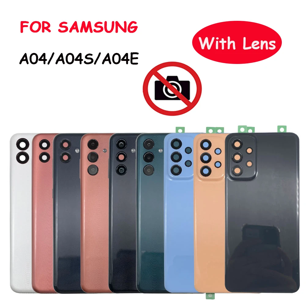 

With Lens Battery Cover Rear For Samsung A04 Door Case Housing For Samsung A04S A04E Back Plastic Cover With Tape Replacement
