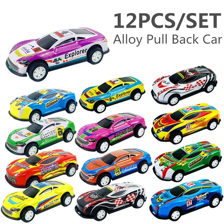 

Alloy Racing Cars 12pcs Model Toy Children Mini Iron Sheet Car Set Rebound Car Metal Alloy Cars Toys for Kids Boys Birthday Gift