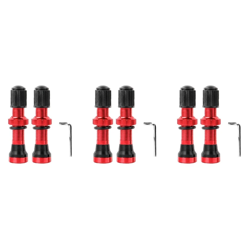 

6PCS Bicycle Schrader A/V Valves 40Mm CNC Machined Anodized Nipple For MTB Road Bike Tubeless Rims,Red