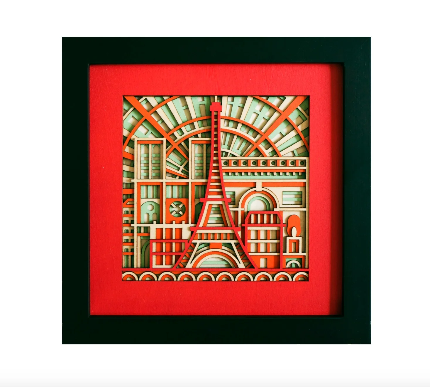 

20x20cm Basswood Stacked Carving(8layers) Creative Gift Table Decoration Ornaments Three-dimensional Wall Decoration Iron Tower