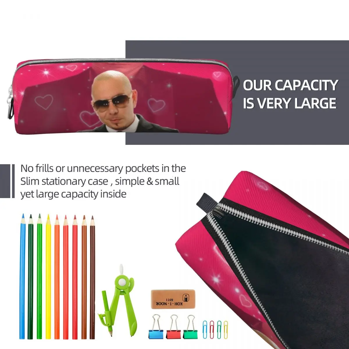 Mr. Worldwide Says To Live Laugh Love Pencil Case Creative Pitbull Pen Box Bags Girls Boys Large Students School Gift Pencil Box