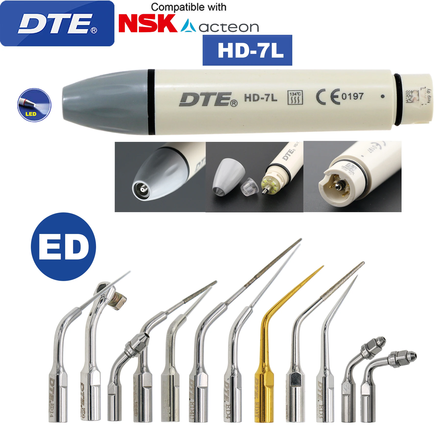 Pièce à Main Détartreur Ultrasonique Dentaire LED - Compatible DTE, SATELEC, EMS, Woodpecker