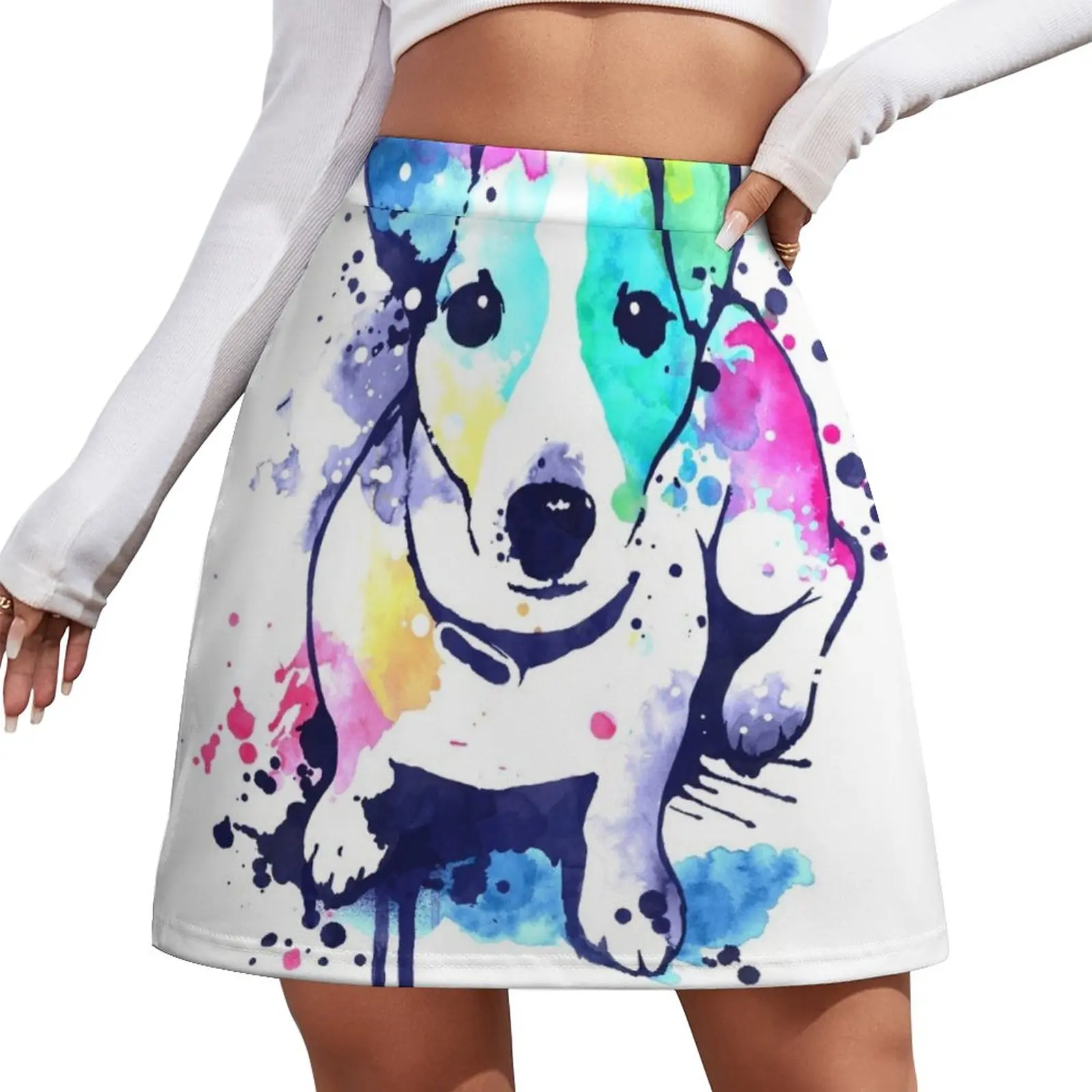 Watercolor Jack russell terrier Mini Skirt korean luxury clothing Skirt satin russell кресло