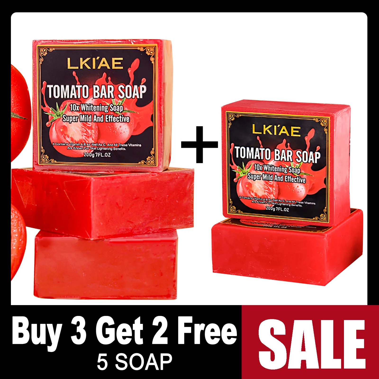 AILKE Organic Tomato Soap Bar, Lighten Skin, Deeply Clean, Exfoliate, Remove Black Spots, Moisturizing, With Rich Foam Body Wash
