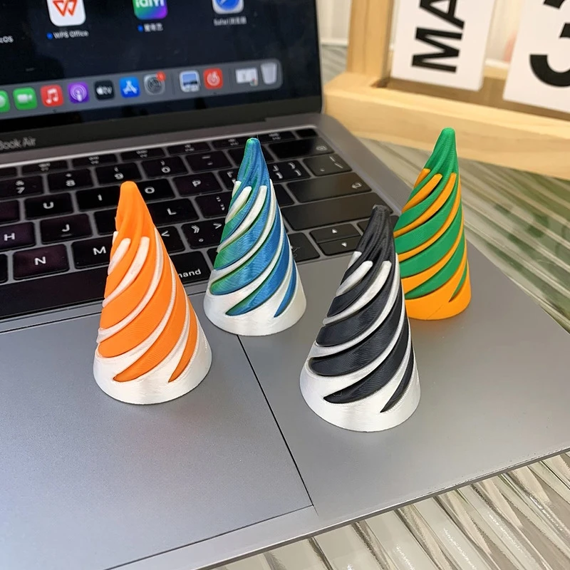 3D Printed Gear Ball Puzzle Cube Fidget Toy Heart Helix Screw Toy Decorative Ornaments Spiral Cone Christmas Tree Sculpture, fidget toys, miniature figurines, 3d printed toy