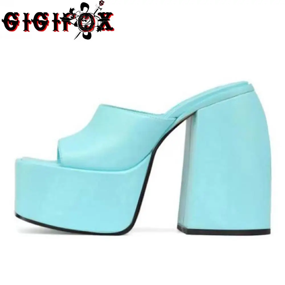 GIGIFOX Brand New 2022 Big Size 43 Summer White Goth High Heels Sexy Party Chunky Platform Sandals Shoes Women 