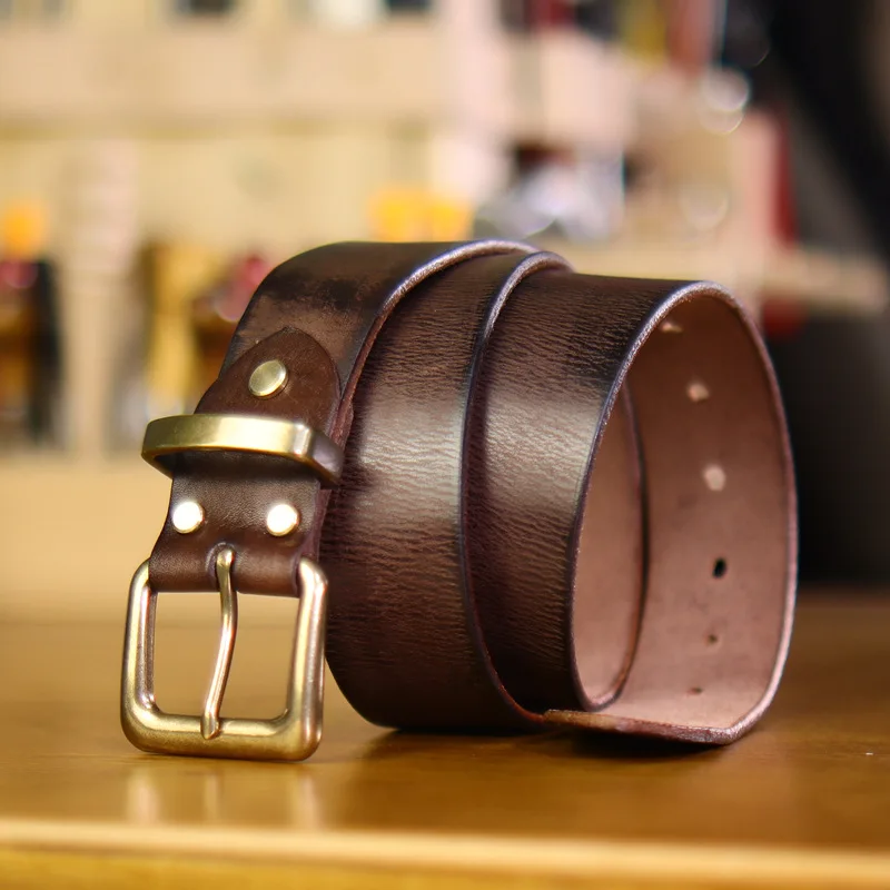 

men belt cow genuine leather brass buckle designer belts for men high quality fashion vintage male strap for jeans cow skin