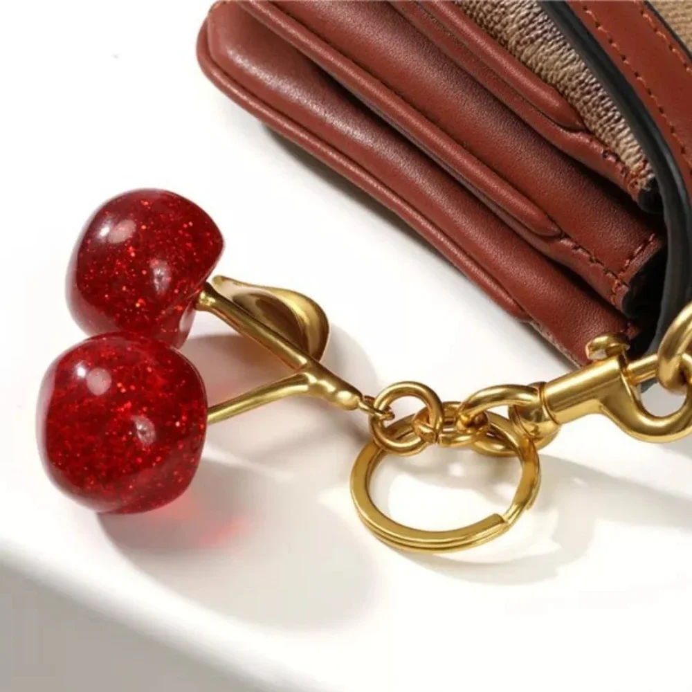 Vibrant Red Cherry Keychain – Summer Fruit Pendant Keyring for Jewelry and Bag Accessories
