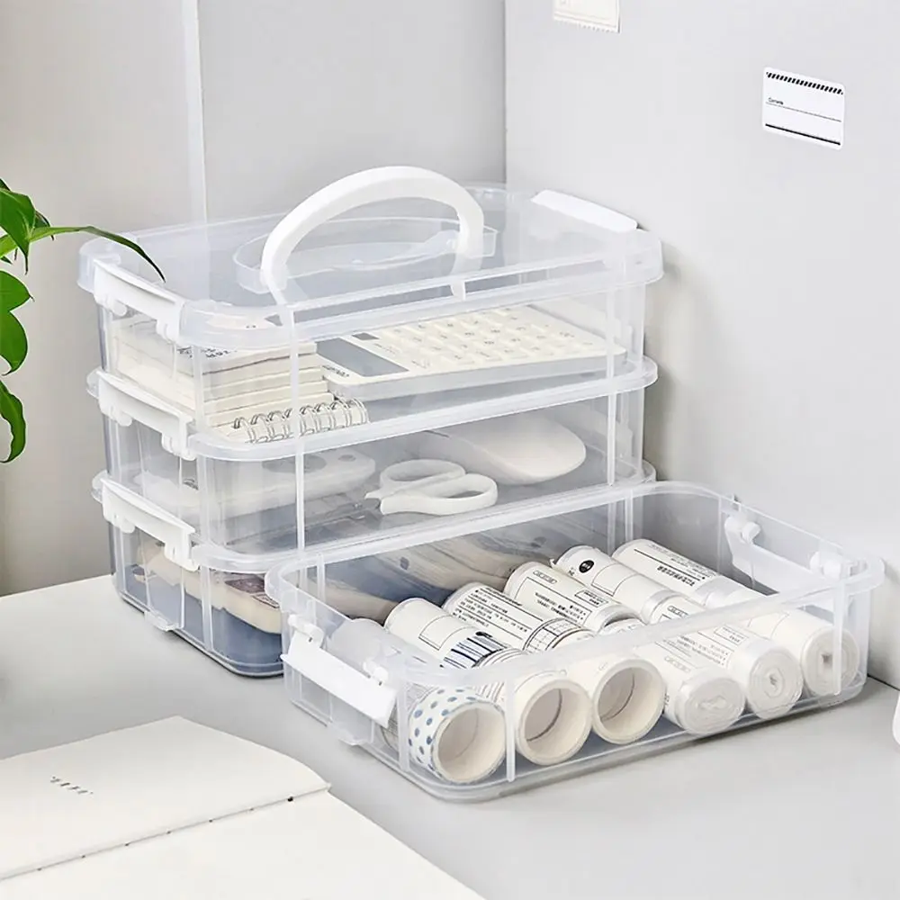 1Pcs Drawer Table Desk Storage Organizer Transparent 4 Layers Makeup Organizer Box School Office Plastic Jewelry Container Bins 1