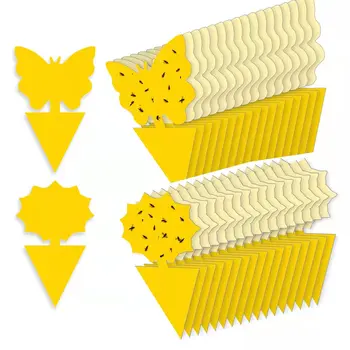 Trappole per insetti volanti da 50 pezzi per piante, casa all'interno, all'aperto, cucina, ufficio, trappola per mosche appiccicosa gialla per moscerini a fungo