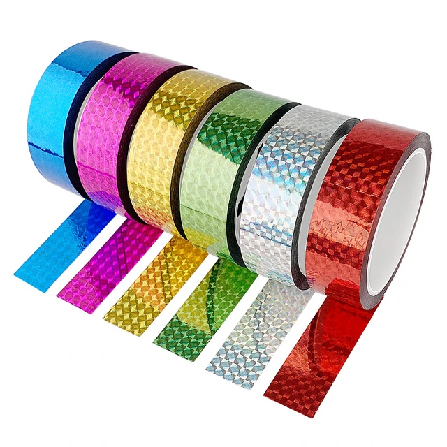 Rainbow Holographic Colored Masking Tape Laser Glitter Washi Tape  Decorative Adhesive Masking Scrapbooking Album Stationery Tape - AliExpress