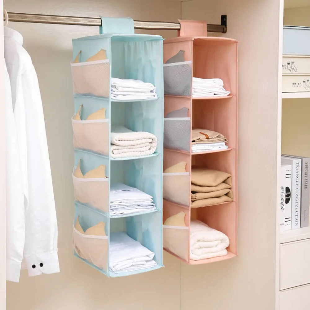 Hanging Storage Organizer Non-woven Washable Wardrobe Multi-layer Folding Hanging Bra Storage Bag Underwear Socks Clothes Storage Organizer Hanging Bag